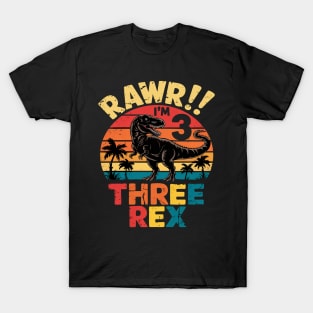Three Rex Kids 3rd Years Old Birthday Boys Dinosaur T-Shirt